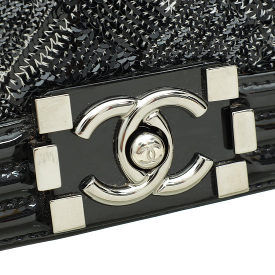 Chanel Black Le Boy Iridescent Sequins Medium Flap Bag