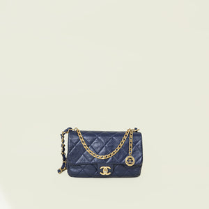 Chanel Navy Blue CC Flap Coin Chain Bag