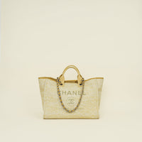 Chanel Yellow Boucle Deauville Shopping Tote Large Bag