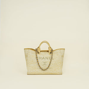 Chanel Yellow Boucle Deauville Shopping Tote Large Bag