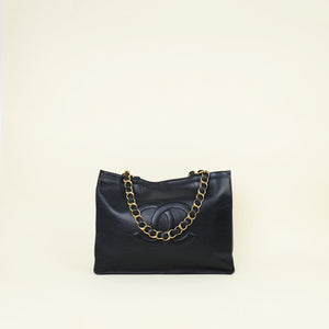 Chanel Black Vintage CC Timeless Large Shopping Tote Bag