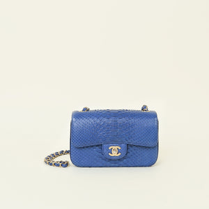 Chanel Blue Python Classic Mini Flap Bag