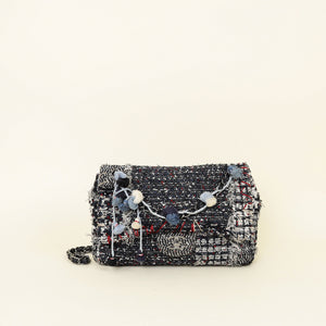 Chanel Multicolor Tweed Pompom Paris Dubai Flap Jumbo Bag