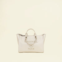 Chanel Ivory Studded Deauville Tote Bag
