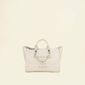 Chanel Ivory Studded Deauville Tote Bag