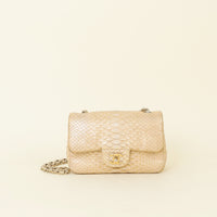 Chanel Metallic Beige Python Classic Mini Rectangular Flap Bag