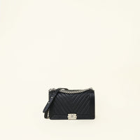 Chanel Black Le Boy Chevron Large Flap Bag