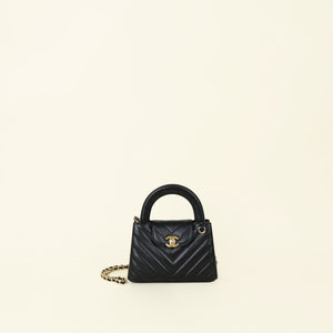 Chanel Black CC Chevron Mini Kelly Shopping Bag