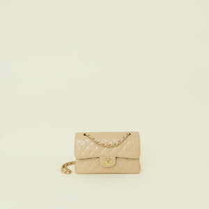 Chanel Beige CC Classic Small Double Flap Bag