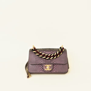Chanel Dark Aubergine CC Straight Lined Flap Bag