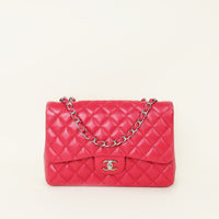 Chanel Dark Fuchsia CC Classic Single Flap Jumbo Bag