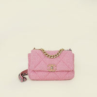 Chanel Pink CC Tweed Chanel 19 Flap Bag