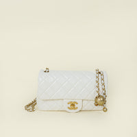 Chanel White CC Mini Rectangular Pearl Crush Flap Bag