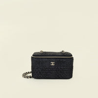Chanel Black Braided Raffia Vanity Chain Bag