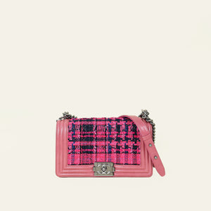 Chanel Fuchsia Le Boy Tweed Medium Bag