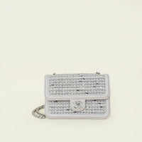 Chanel Light Grey CC Tweed Flap Bag