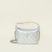 Chanel Metallic Silver CC Quilted Hobo Bag w/ Chain