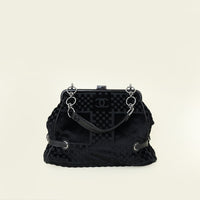 Chanel Black Checkered Kiss Lock Shoulder Bag