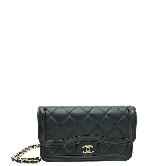 Chanel Black CC Phone Holder With Chain