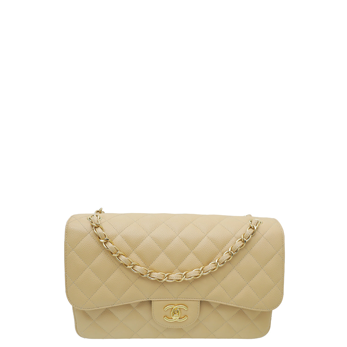 Chanel Beige CC Classic Double Flap Jumbo Bag-Chanel-THE CLOSET