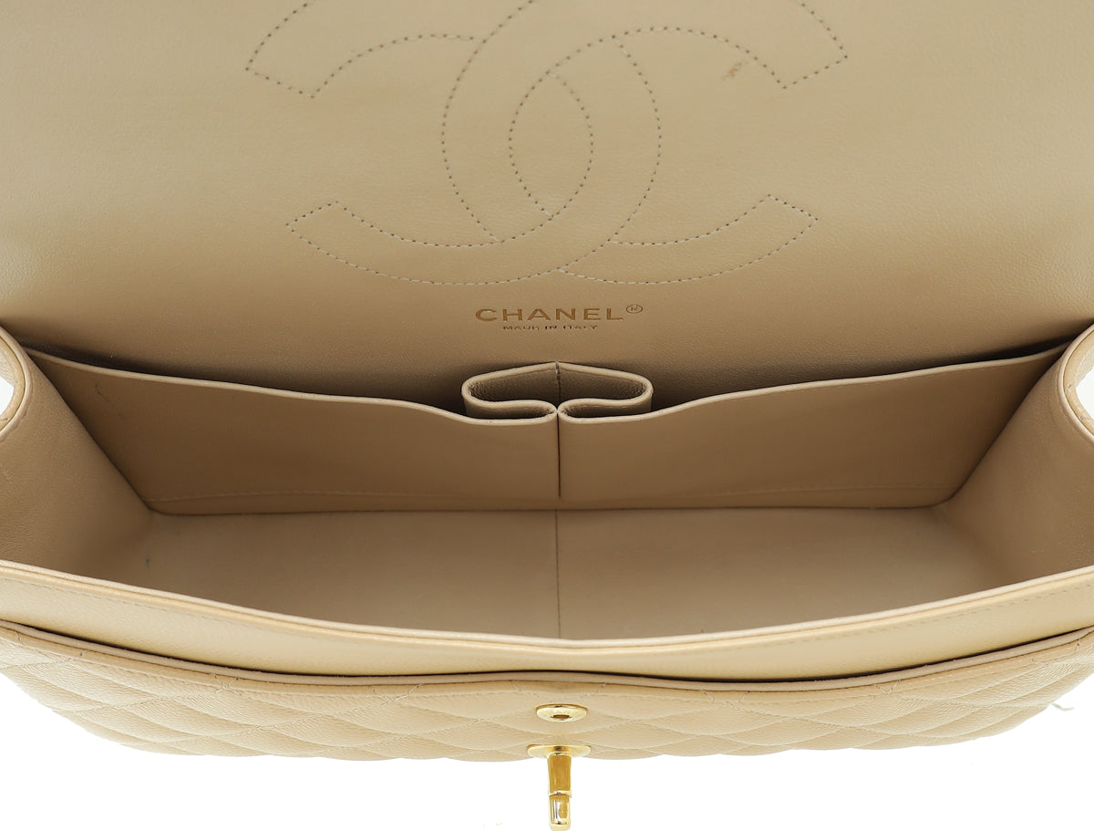 Chanel Beige CC Classic Double Flap Jumbo Bag