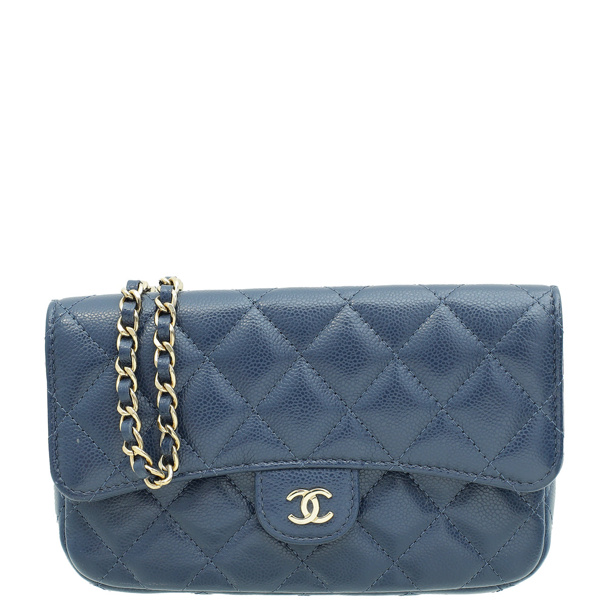 Chanel Navy Blue CC Flap Phone Holder With Chain-Chanel-THE CLOSET