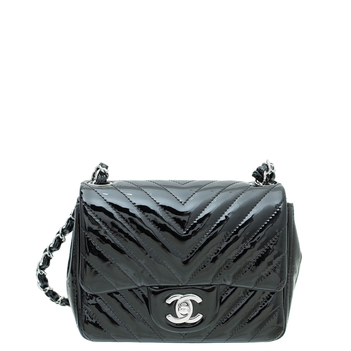 Chanel Black CC Chevron Mini Square Flap Bag-Chanel-THE CLOSET