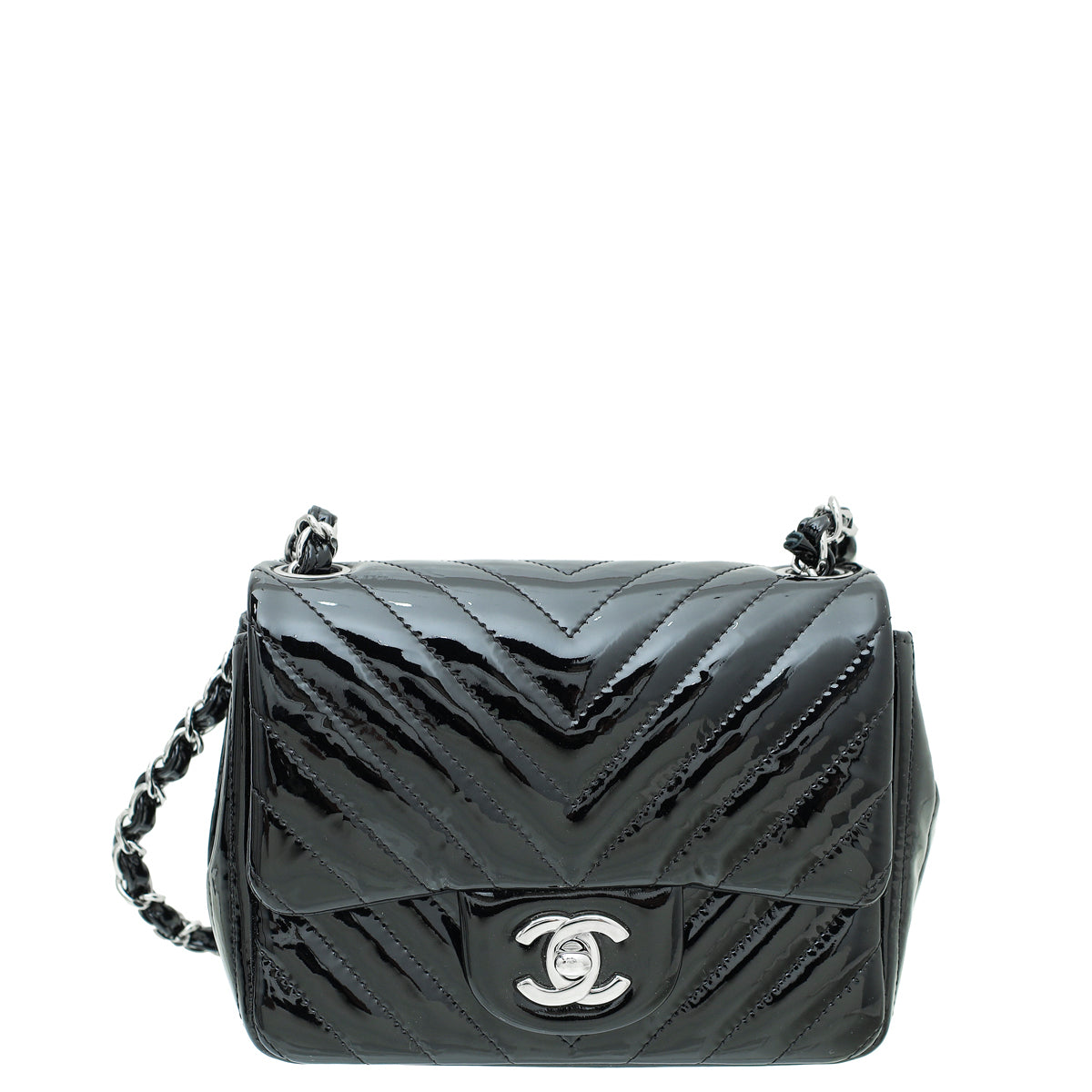 Chanel Black CC Chevron Mini Square Flap Bag – The Closet