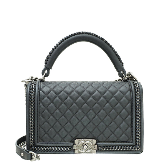 Chanel Black Paris-Salzburg Top Handle Boy New Medium Bag