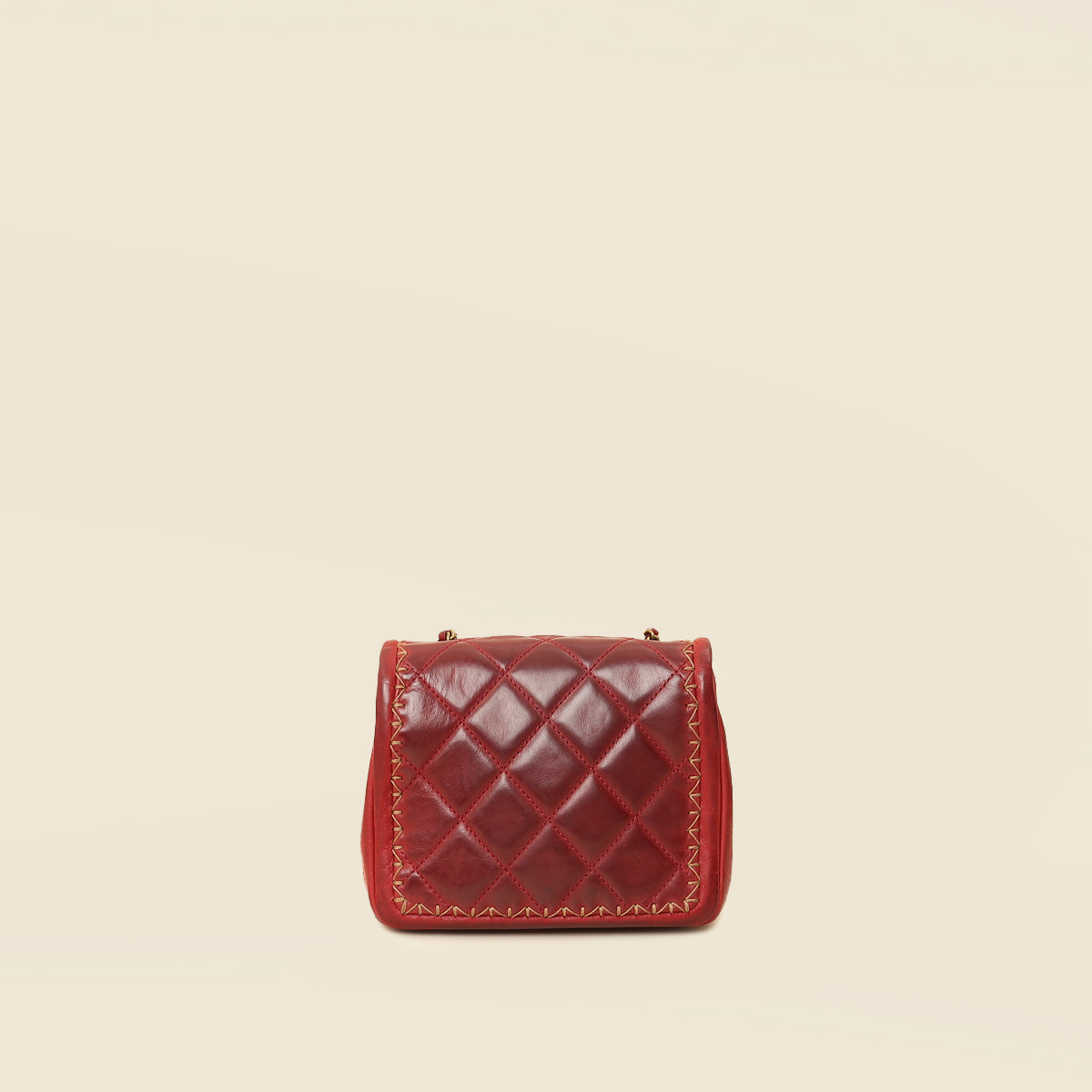Chanel Red CC Whipstitch Mini Square Flap Bag-Chanel-THE CLOSET