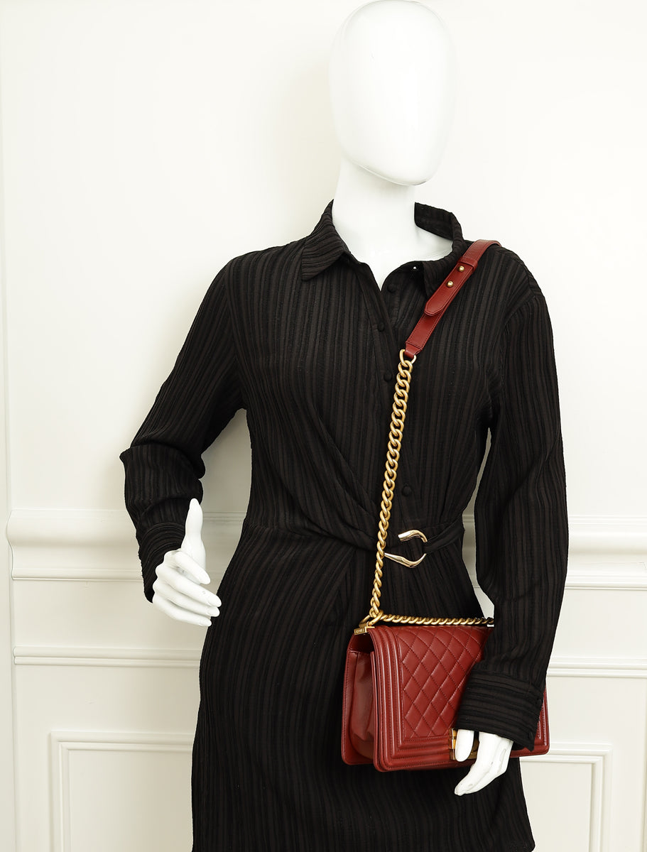 Chanel Burgundy Le Boy Medium Flap Bag-Chanel-THE CLOSET