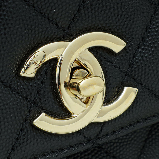Chanel Black CC Coco Handle Flap Bag W/ Twilly