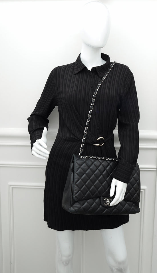 Chanel Black Classic Double Flap Maxi Bag