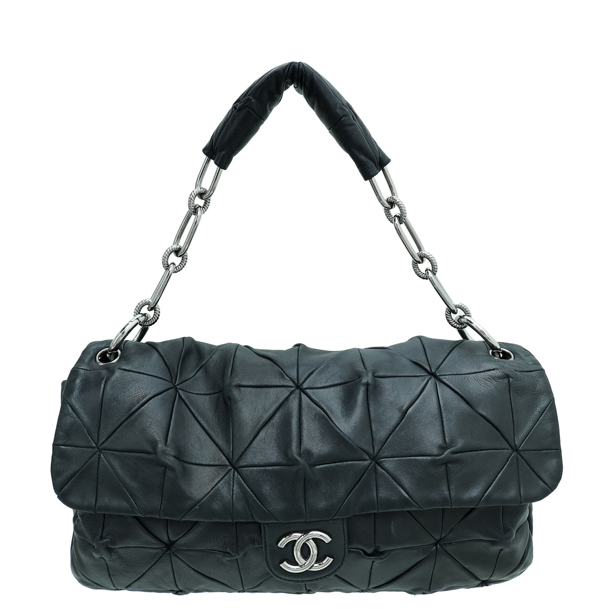 Chanel Black CC Quilted Soft Squares Origami Large Flap Bag