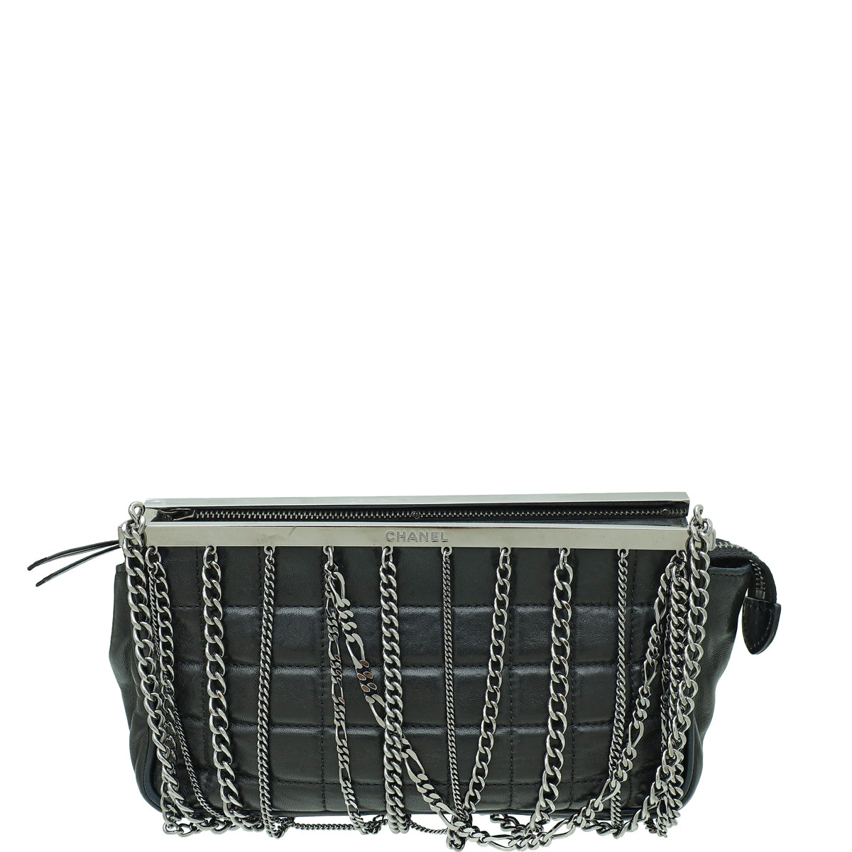 Chanel Black Chocolate Bar Multi-Chain Clutch Bag