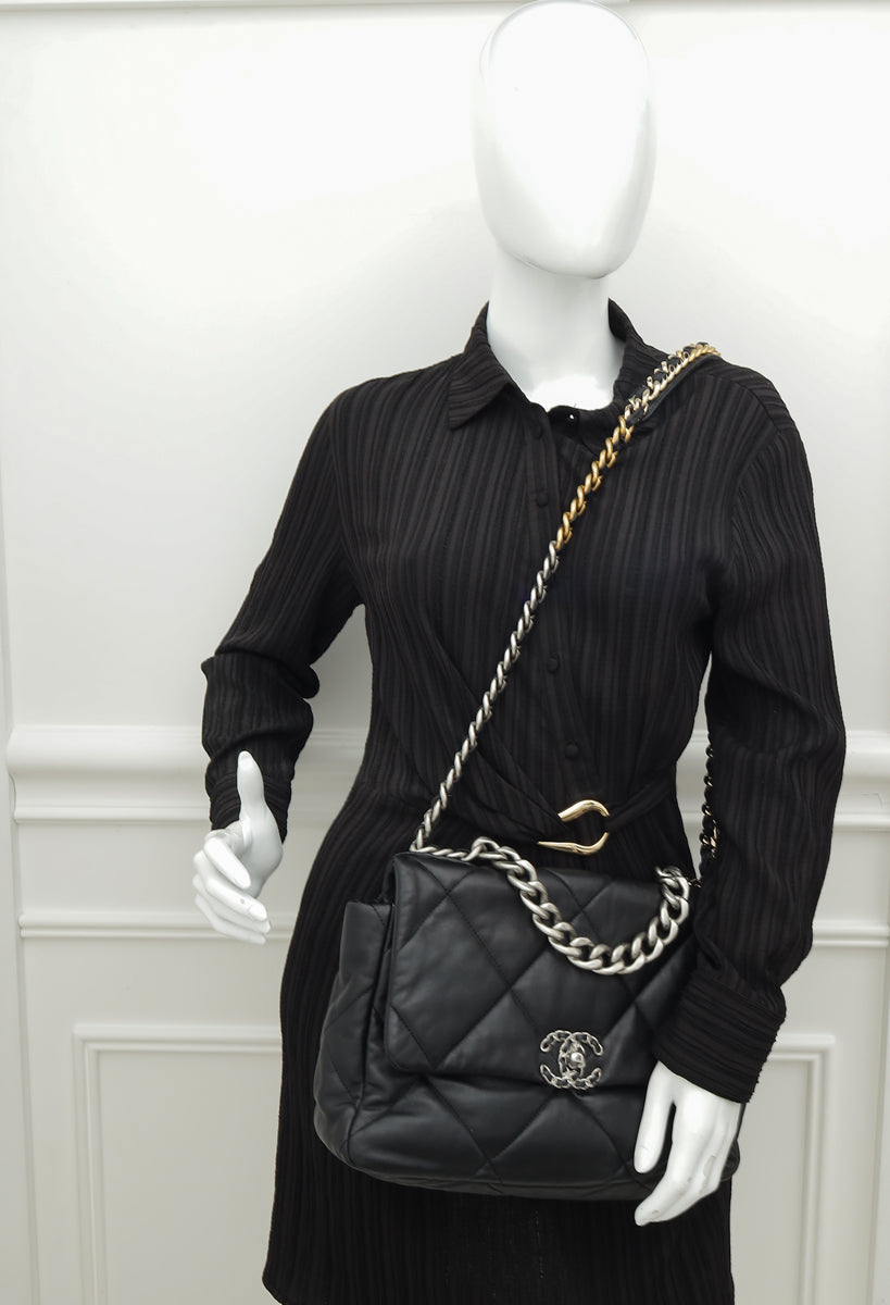 Chanel Black CC 19 Large Flap Bag