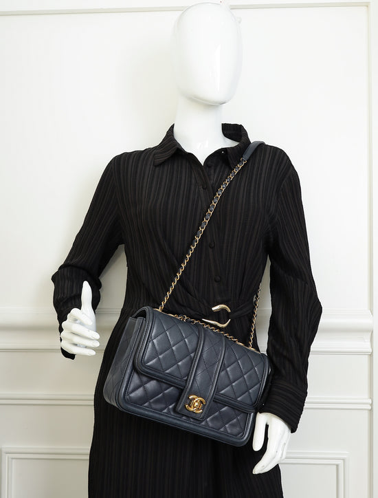 Chanel Indigo Blue Elegant CC Quilted Flap Medium Bag