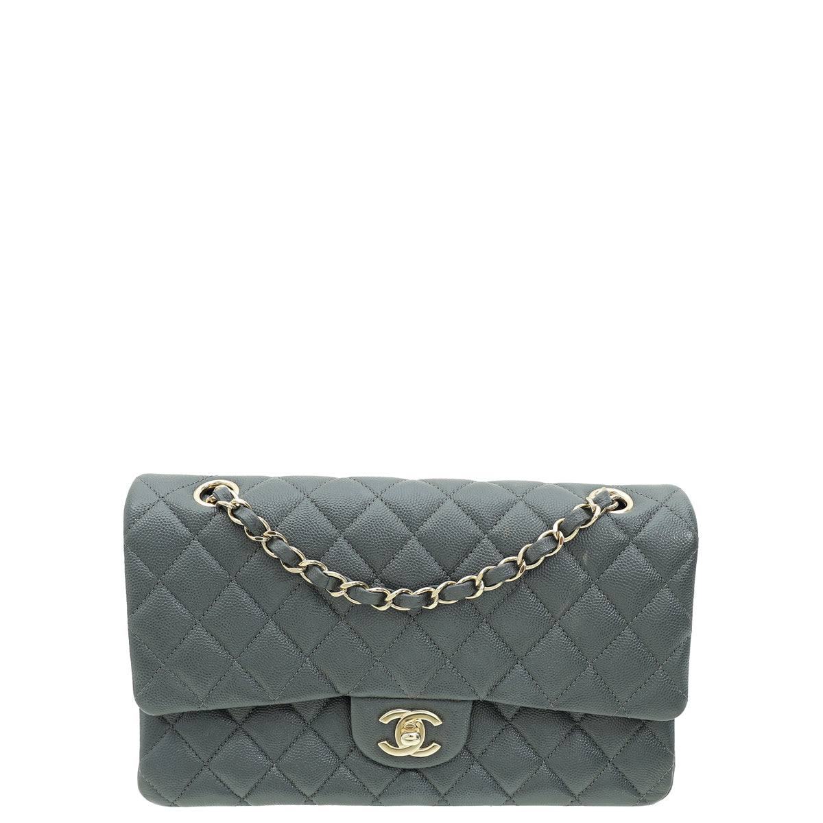 Chanel Grey CC Classic Double Flap Medium Bag-Chanel-THE CLOSET