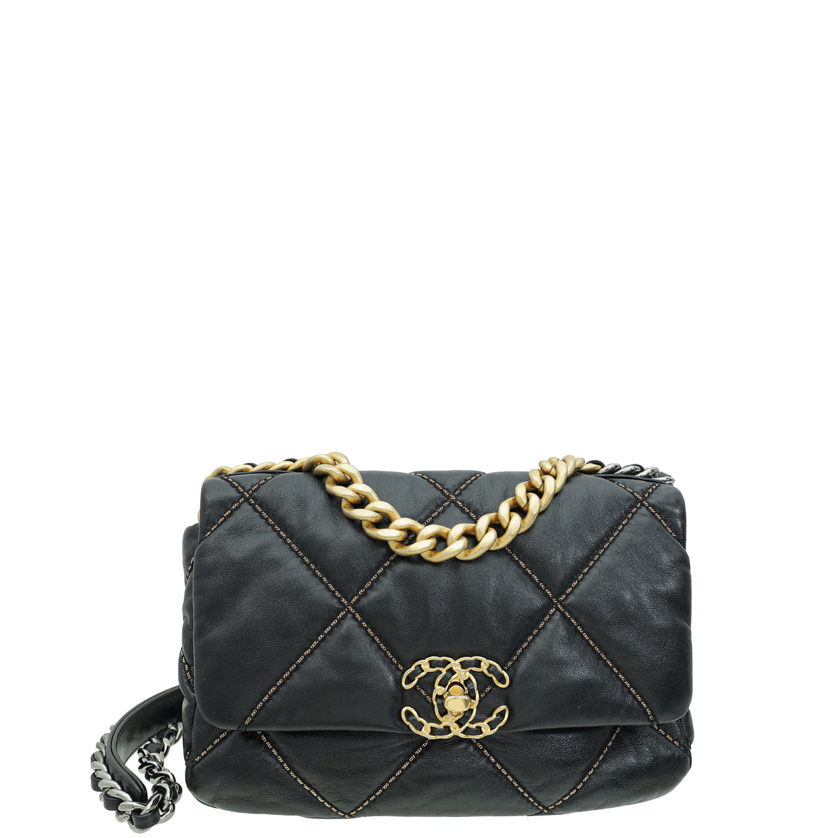 Chanel Black CC 19 Chain Quilted Small Flap Bag