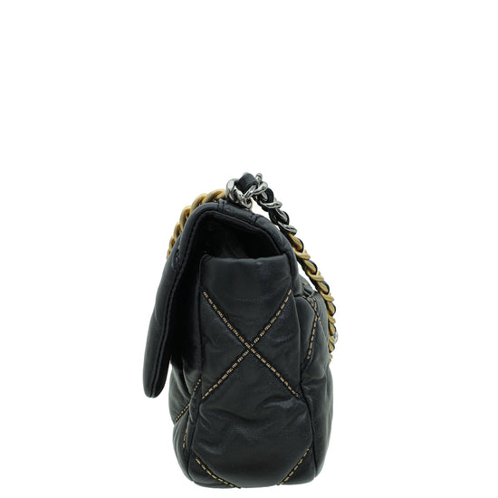 Chanel Black CC 19 Chain Quilted Small Flap Bag