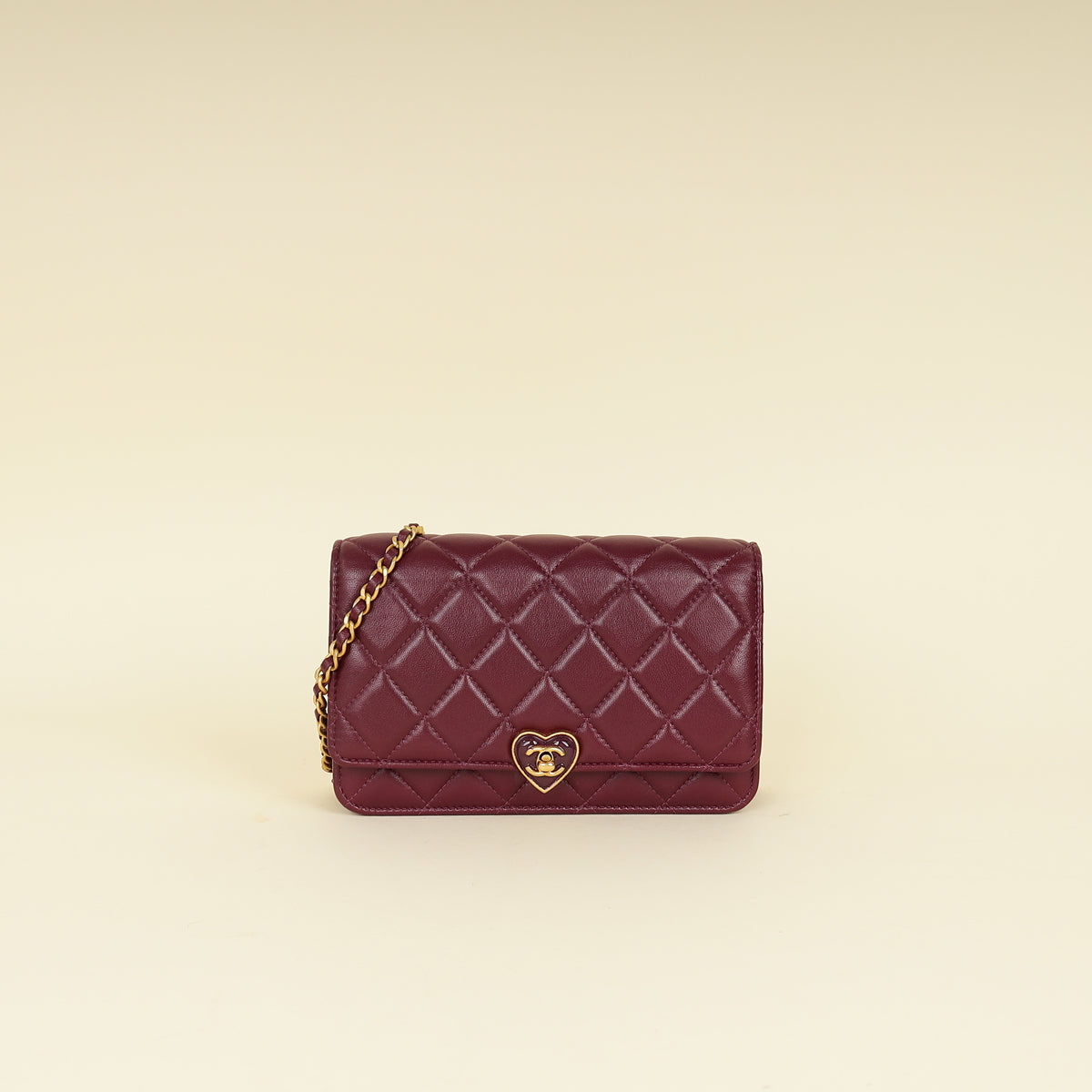 Chanel Violet CC Heart Lock Wallet On Chain-Chanel-THE CLOSET