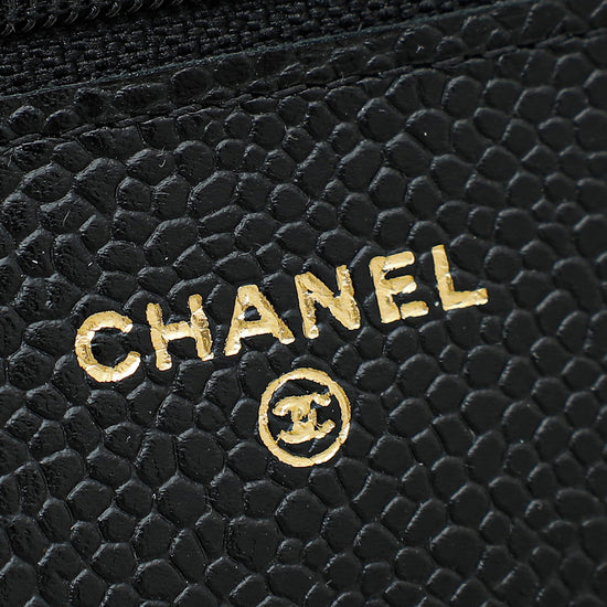 Chanel Black CC Classic Wallet On Chain