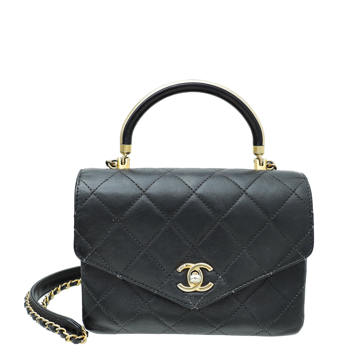 Chanel Black CC Gold Top Handle Flap Bag