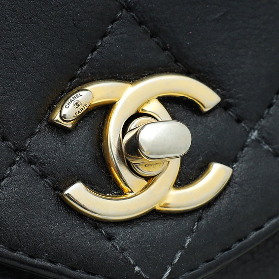 Chanel Black CC Gold Top Handle Flap Bag