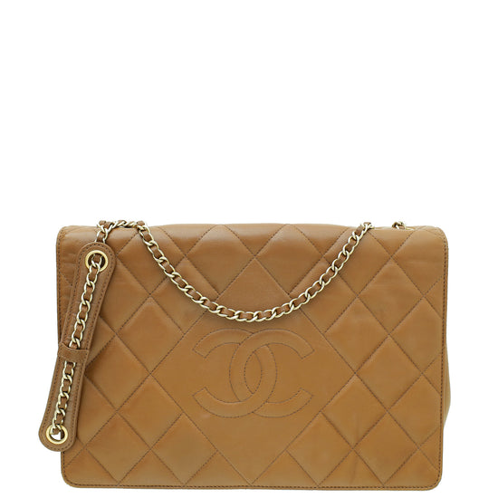 Chanel Brown Diamond CC Chain Flap Bag