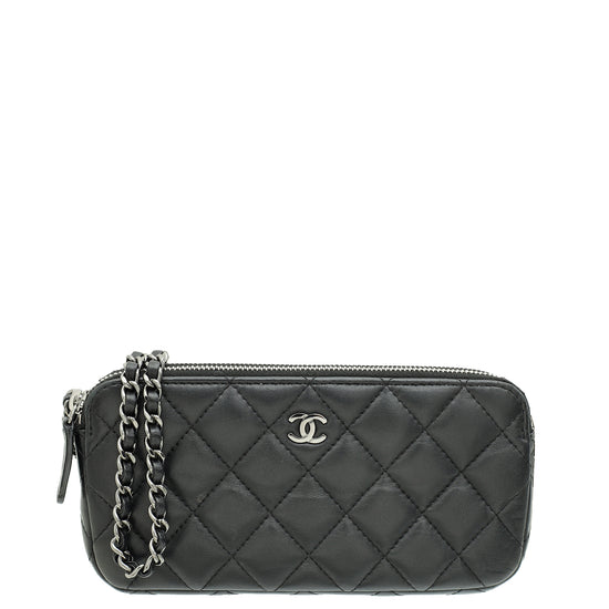 Chanel Black CC Classic Double Zip Clutch With Chain Crossbody Bag