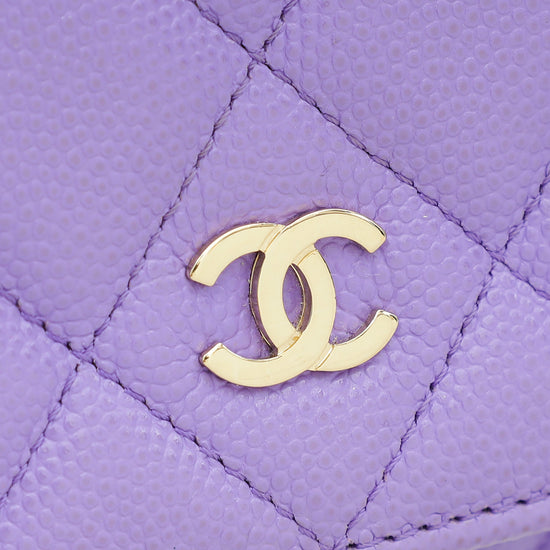 Chanel Purple CC Classic Wallet On Chain