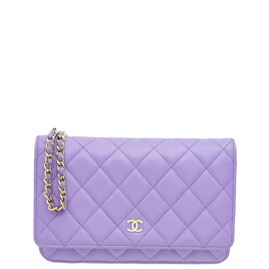 Chanel Purple CC Classic Wallet On Chain