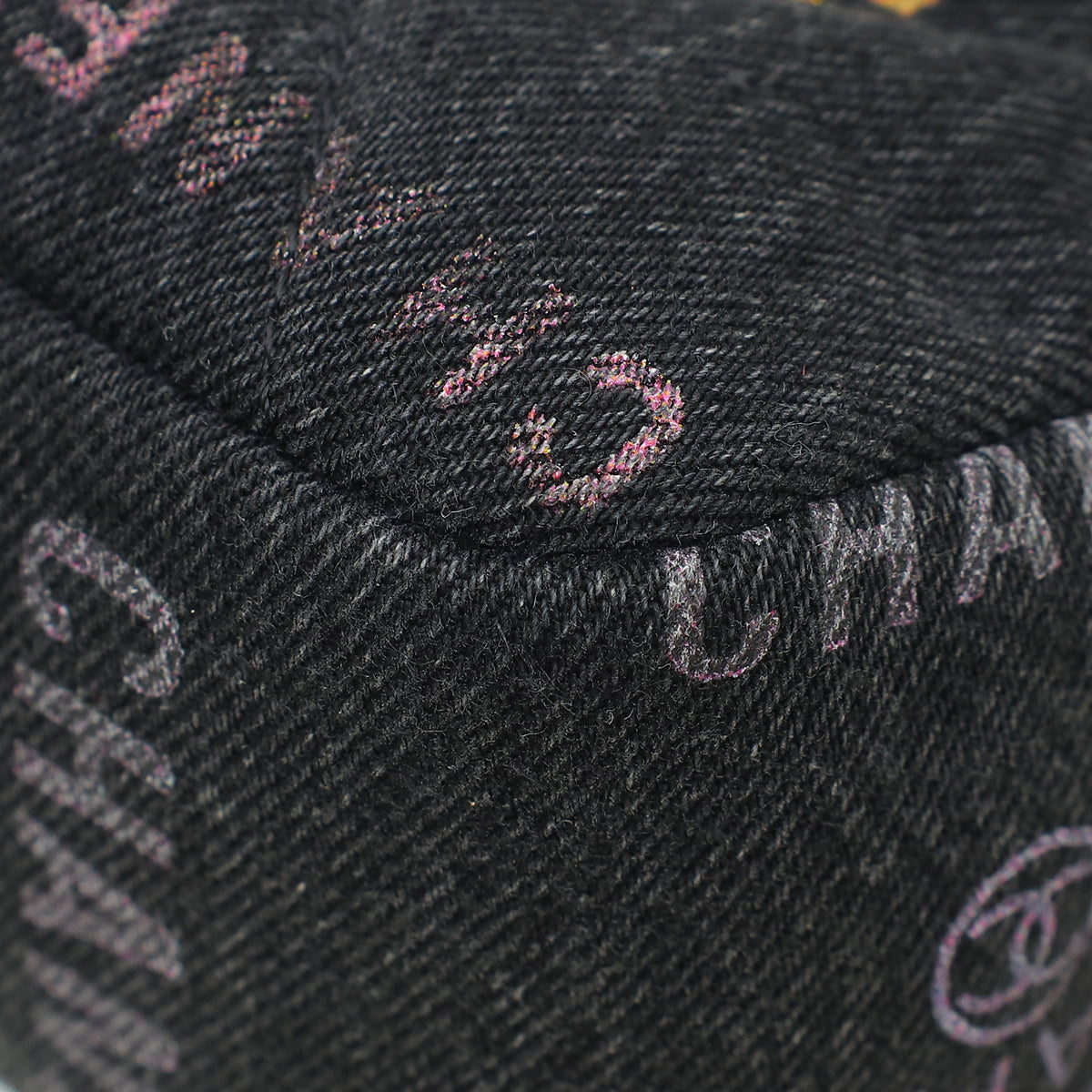 Chanel Black CC Denim Logo Print Small Flap Bag