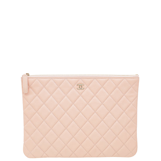 Chanel Pink CC Classic Large Zip Pouch